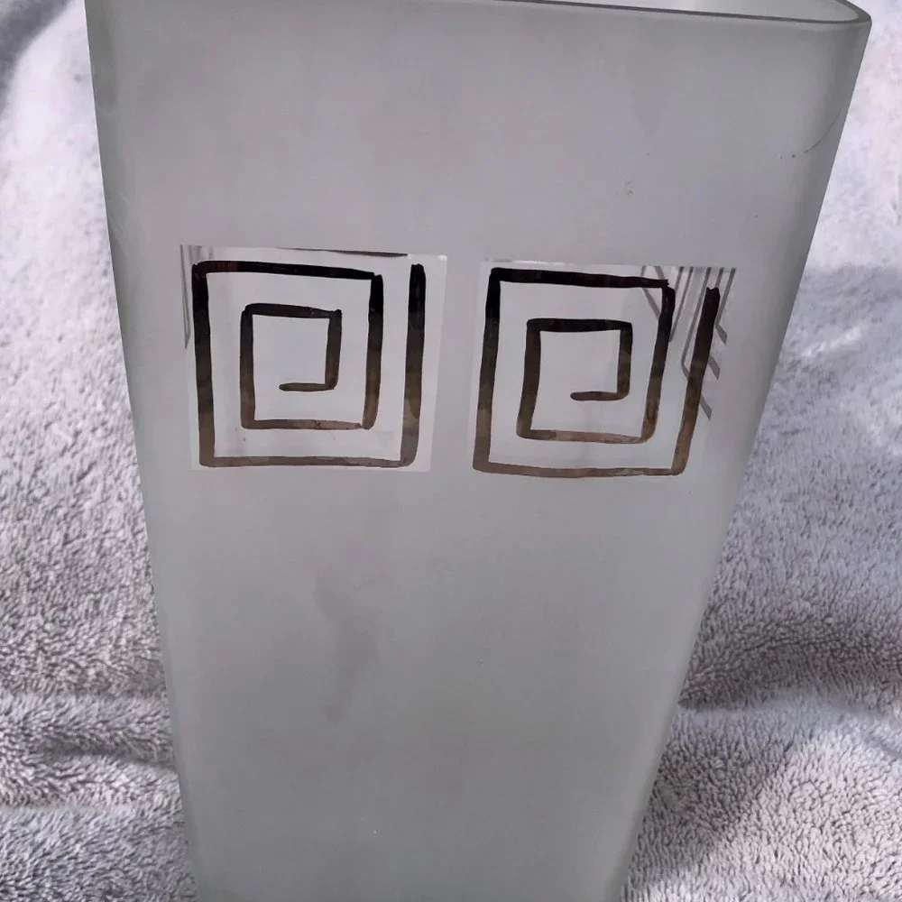 Pier 1 Hand Painted Frosted Glass Vase Large Gorgeous 10